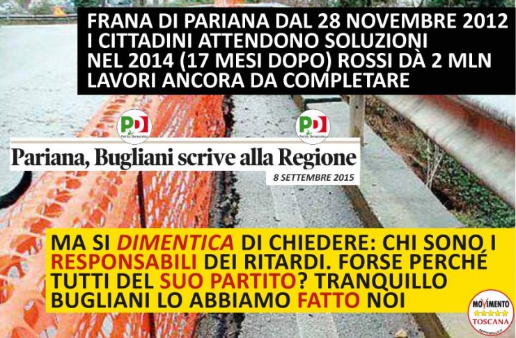 SU RITARDO LAVORI PARIANA “PERCHÉ BUGLIANI NON CERCA I RESPONSABILI?”