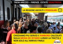 TRENI AREZZO – FIRENZE, ESTATE DISASTROSA, LA REGIONE ASCOLTI I PENDOLARI