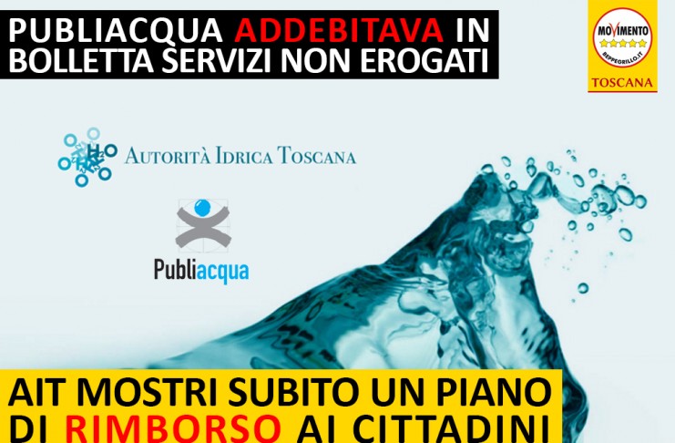 PUBLIACQUA ADDEBITAVA SERVIZI NON EROGATI. AIT MOSTRI PIANO DI RIMBORSO AI CITTADINI