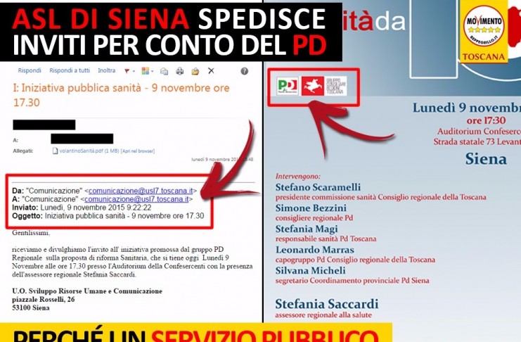 ASL DI SIENA SPEDISCE INVITI DALLA MAIL AZIENDALE PER CONTO DEL PD