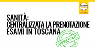 SANITA’, VITTORIA 5 STELLE: CENTRALIZZATA LA PRENOTAZIONE ESAMI IN TOSCANA