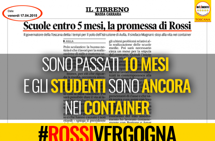 SCUOLA “ROSSI SI VERGOGNI, STUDENTI ANCORA NEI CONTAINER. AD AULLA FU SPOT ELETTORALE”