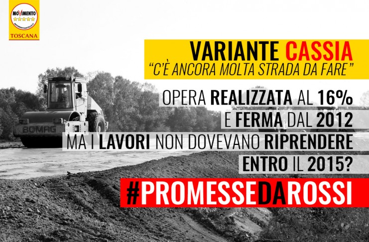 VIABILITA’ “CASSIA REALIZZATA AL 16% E LAVORI FERMI. ALTRA PROMESSA DI ROSSI TRADITA O C’E’ PROGRAMMA LAVORI?”