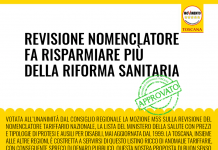 SANITA’ “REVISIONE NOMENCLATORE FA RISPARMIRE PIU’ DELLA RIFORMA. MINISTRA ASCOLTI IL VOTO UNANIME TOSCANO”