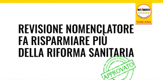 SANITA’ “REVISIONE NOMENCLATORE FA RISPARMIRE PIU’ DELLA RIFORMA. MINISTRA ASCOLTI IL VOTO UNANIME TOSCANO”