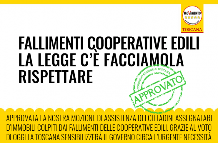 FALLIMENTI COOPERATIVE EDILI “NOSTRA PROPOSTA APPROVATA. ORA SI APPLICHI DECRETO 122”