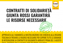 CONTRATTI SOLIDARIETA’ “SODDISFAZIONE PER APPROVAZIONE NOSTRA MOZIONE. GIUNTA ASSICURA RISORSE”