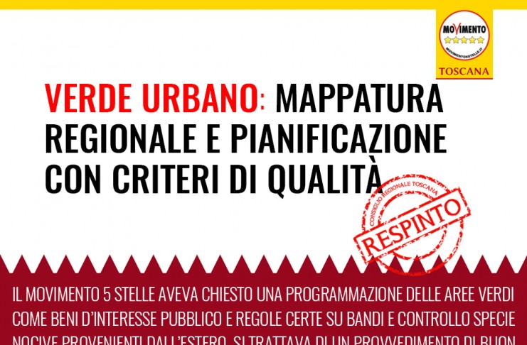 VERDE URBANO, BOCCIATA “MAPPATURA REGIONALE E PIANIFICAZIONE CON CRITERI DI QUALITA'”