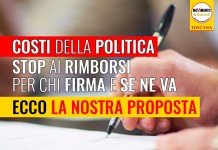 COSTI POLITICA “STOP AI RIMBORSI PER CHI FIRMA E SE NE VA”