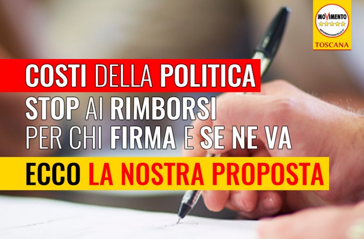 COSTI POLITICA “STOP AI RIMBORSI PER CHI FIRMA E SE NE VA”