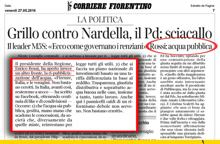 ACQUA / VORAGINE “BENE ROSSI SU ACQUA PUBBLICA, NON VORREMMO FINISSE COME PER LIBERA PROFESSIONE”