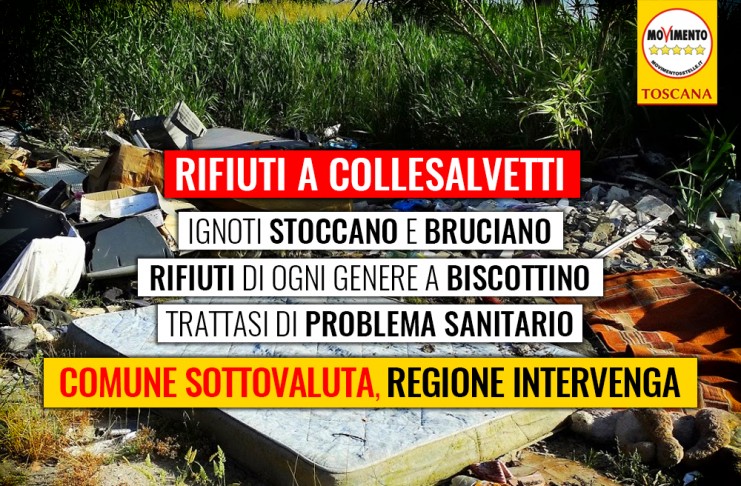 RIFIUTI / COLLESALVETTI “BISCOTTINO PROBLEMA IGIENICO SANITARIO. COMUNE SOTTOVALUTA, REGIONE INTERVENGA”