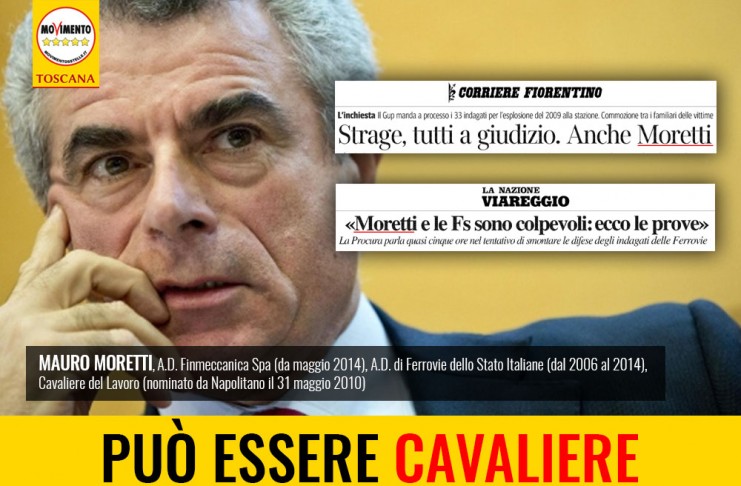 STRAGE VIAREGGIO “VICINI AI FAMILIARI COI FATTI. RIFORMA PRESCRIZIONE E REVOCA TITOLO CAVALIERE DEL LAVORO A MORETTI”