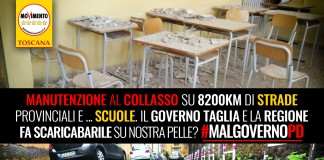 RIFORMA PROVINCE “TOSCANA STRIGLI GOVERNO RENZI. CON QUESTI TAGLI AL COLLASSO MANUTENZIONE STRADE E SCUOLE “