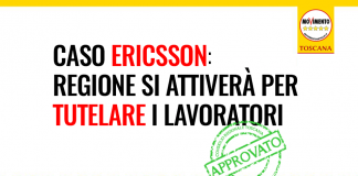 APPROVATA MOZIONE DEL MOVIMENTO 5 STELLE A TUTELA DEI LAVORATORI ERICSSON DI PISA