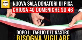 SANITA’ / PISA “NUOVA SALA DONATORI APERTA IN UN ANNO SOLO UNA DOMENICA SU 10. RISULTATO: PISA HA DONAZIONI 6 VOLTE INFERIORI A LUCCA, NONOSTANTE IL PERSONALE”