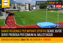 BANDO REGIONALE PER IMPIANTI SPORTIVI SCADE 30/06. SERVE PROROGA PER COMUNI AL BALLOTTAGGIO