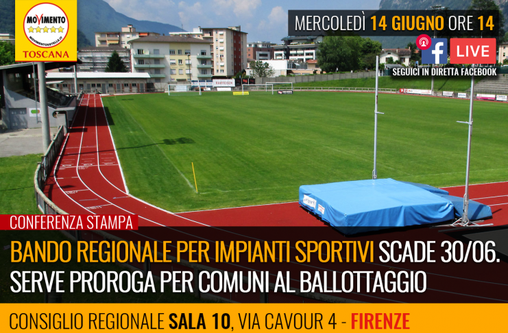 BANDO REGIONALE PER IMPIANTI SPORTIVI SCADE 30/06. SERVE PROROGA PER COMUNI AL BALLOTTAGGIO
