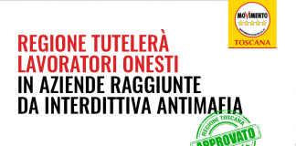REGIONE TUTELERÀ LAVORATORI ONESTI IN AZIENDE RAGGIUNTE DA INTERDITTIVA ANTIMAFIA. VITTORIA M5S