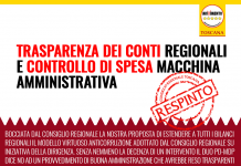 PD CONTRARIO A TRASPARENZA DEI CONTI REGIONALI E CONTROLLO DI SPESA MACCHINA AMMINISTRATIVA