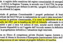 BONIFICA EX-SITOCO DI ORBETELLO, GIUNTA PD-ROSSI CERTIFICA LO STALLO