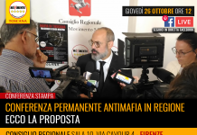 CONFERENZA PERMANENTE ANTIMAFIA IN REGIONE. ECCO LA PROPOSTA