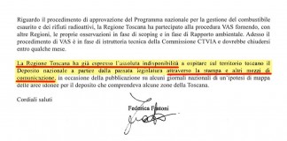TOSCANA NON DISPONIBILE A MAXI DEPOSITO RADIOATTIVI … LO HA DETTO “ALLA STAMPA”!