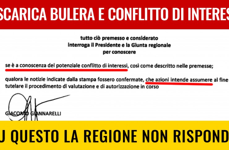 REGIONE TACE SU CONFLITTO DI INTERESSE E VA AVANTI SU DISCARICA BULERA