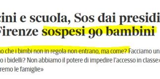 I BAMBINI NON VACCINATI DEVONO CONCLUDERE L’ANNO