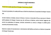 SVILUPPO TOSCANA DEVE RESTARE A MASSA