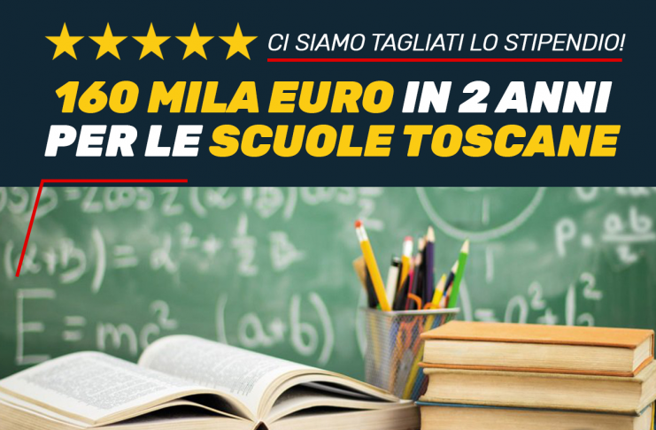 TAGLIO DEGLI STIPENDI DEI CONSIGLIERI REGIONALI M5S: 160 MILA EURO DESTINATI ALLE SCUOLE TRA 2017 E 2018
