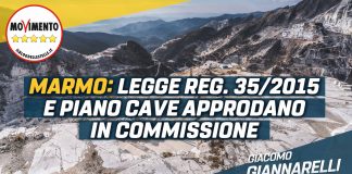 Marmo: piano cave e legge 35, approvato l’accorciamento dei tempi di valutazione delle convenzioni, bocciata da Pd e Lega la proposta del M5S d’innalzamento dei contributi d’estrazione e canoni di concessione